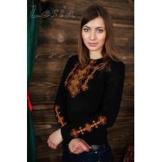 Embroidered t-shirt with long sleeves "Alternative" orange on black